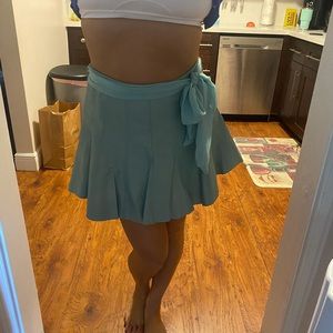 Bebe genuine sea foam metallic leather skirt